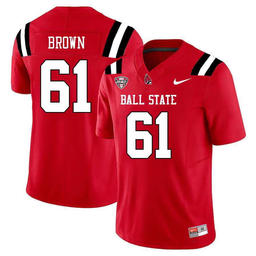 Ball State Cardinals #61 Ethan Brown College Football Jerseys Stitched Sale-Cardinal